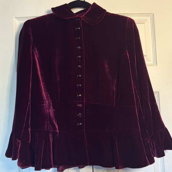 Lauren Ralph Lauren Tops - Lauren Ralph Lauren Velvet Burgundy Blouse Size 10P